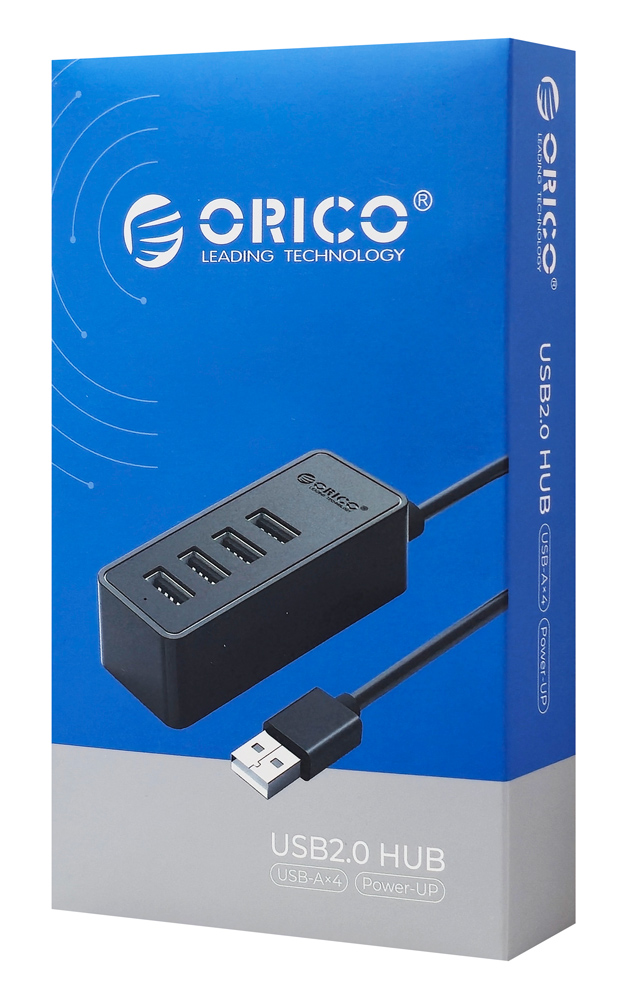 ORICO USB hub W5P-U2, 4x θυρών, USB 2.0, 480Mbps, USB σύνδεση, 1m καλώδιο, μαύρο