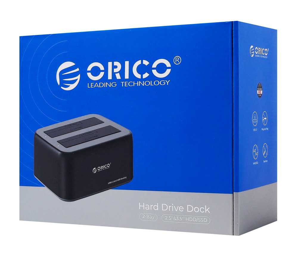 ORICO docking station για 2.5″ ή 3.5″ SATA HDD/SSD 6829C3-V1, 2 θέσεων, 5Gbps, μαύρο
