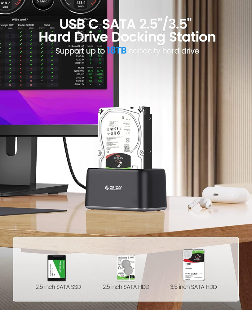 ORICO docking station για 2.5″ ή 3.5″ SATA HDD/SSD 6819C3-V1, 5Gbps, μαύρο