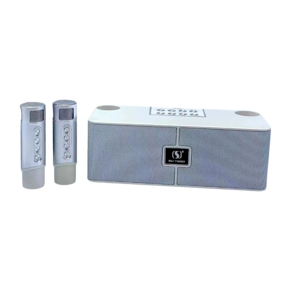Ασύρματο ηχείο Bluetooth με 2 μικρόφωνα Karaoke – YS-204 – 887202 – Silver