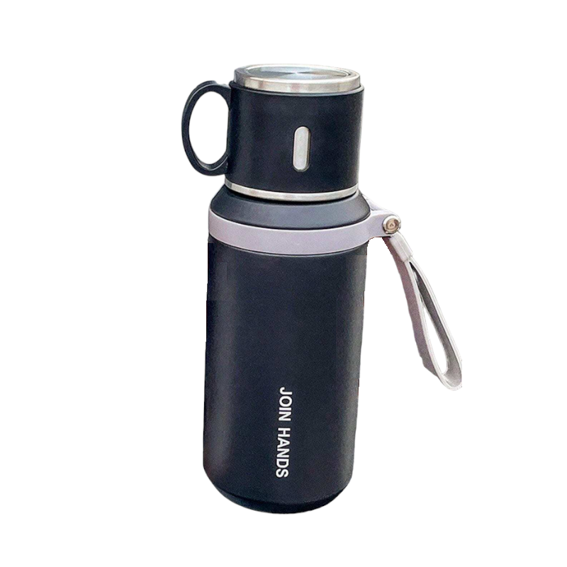 Φορητό παγούρι-θερμός με κούπα – 650ml – 219507 – Black