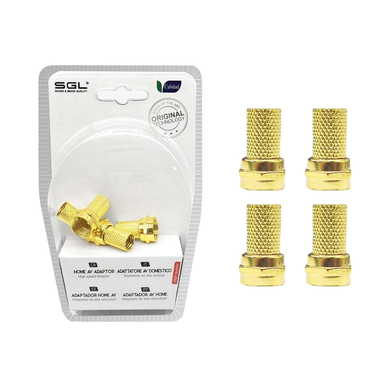 Βύσμα κεραίας TV Coaxial τύπου F – 4pcs – 1823A-4 – Gold – 098708