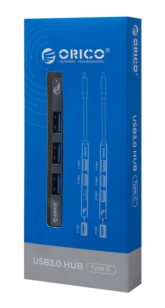 ORICO USB hub AH-13, 4x θυρών, USB 3.0, 5Gbps, USB-C σύνδεση, γκρι