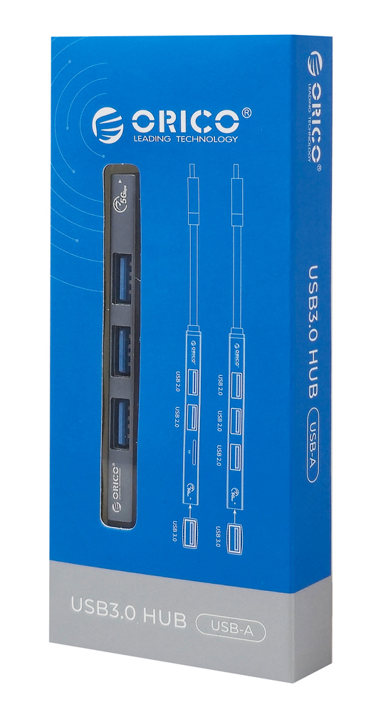 ORICO USB hub AH-A13, 4x θυρών, USB 3.0, 5Gbps, USB σύνδεση, γκρι