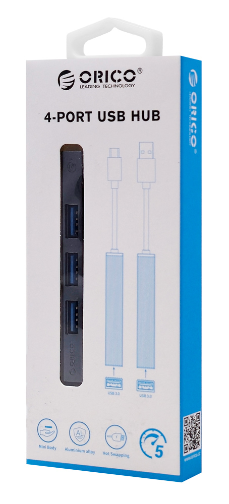 ORICO USB hub AHC2-4A, 4x θυρών, USB 3.0, 5Gbps, USB-C σύνδεση, γκρι