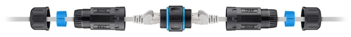 POWERTECH αδιάβροχος σύνδεσμος RJ45 CAB-N427, CAT 6, IP68, μαύρος