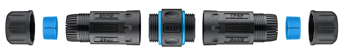 POWERTECH αδιάβροχος σύνδεσμος RJ45 CAB-N427, CAT 6, IP68, μαύρος