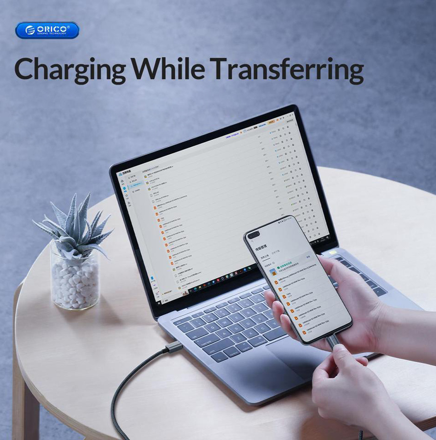 ORICO καλώδιο USB-C GQA60, 60W, 480Mbps, 1m, μαύρο