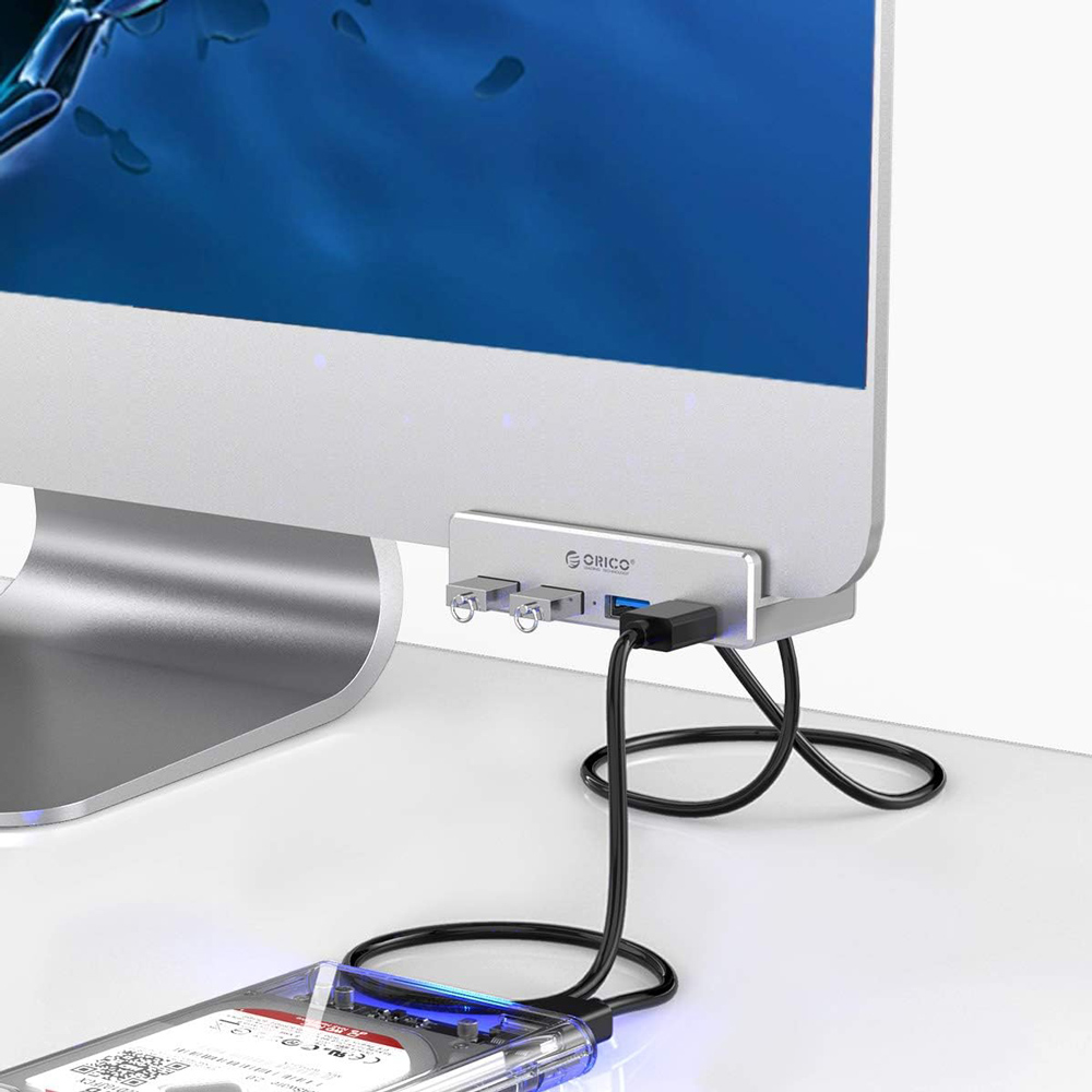 ORICO USB hub MH4PU-P με σφιγκτήρα, 4x θυρών, 5Gbps, USB σύνδεση, μαύρο