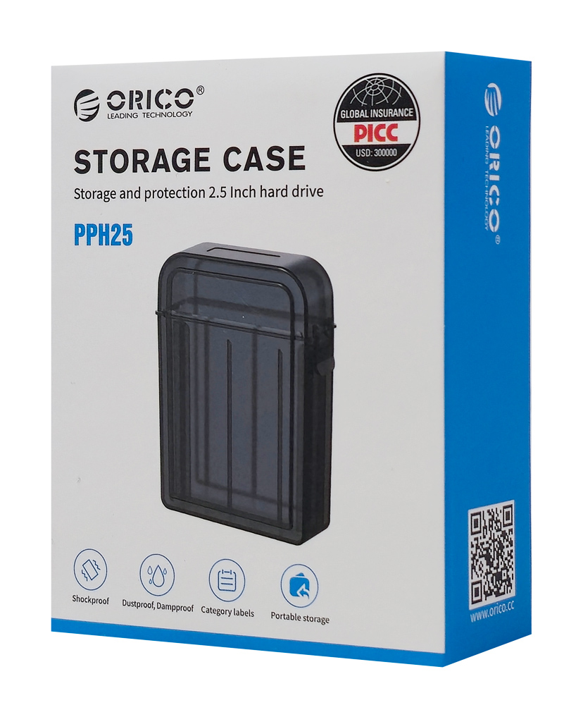 ORICO θήκη προστασίας για 2x 2.5″ HDD PPH25, γκρι/διάφανη